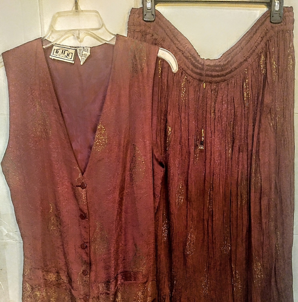 2 Pc Full Maxi Skirt & Vest Set